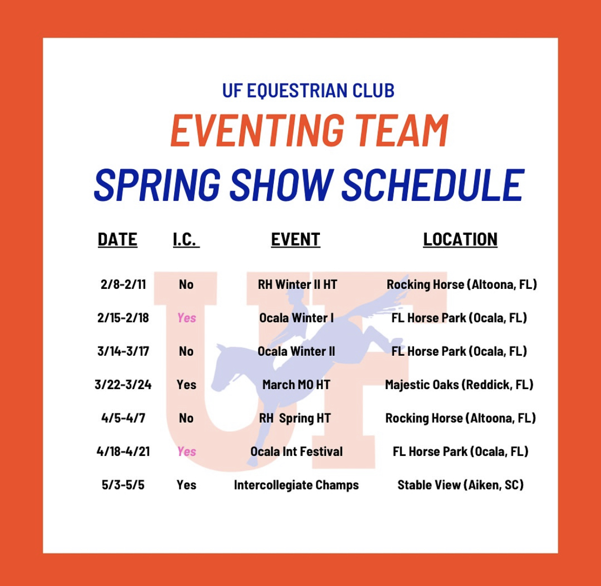 University of Florida 2023-2024 Equestrian Eventing Competition Schedule